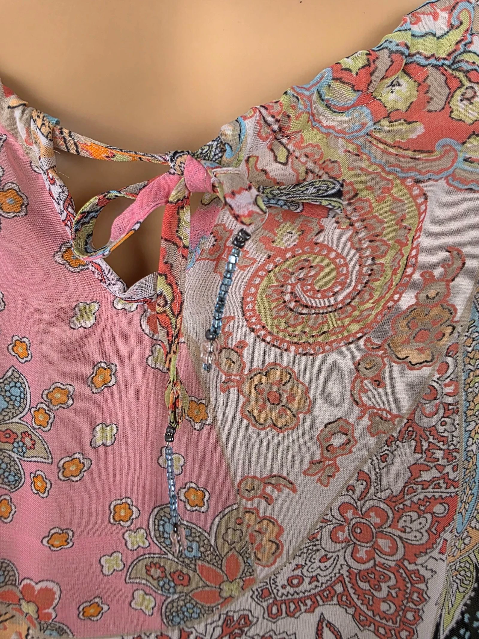 Robe dos nu volants superposés paisley bohème féerique vintage Y2K taille unique jusqu'au 42 – photo 4